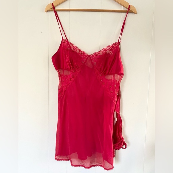 NWT Vintage Y2K Silk Victoria’s Secret Babydoll Pink Tag Sexy Sheer Set Thong - Picture 3 of 16